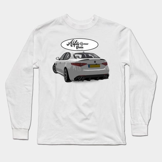 ALFA ROMEO Giulia Bianco Back Long Sleeve T-Shirt by PjesusArt